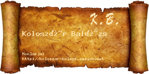 Koloszár Balázs névjegykártya