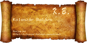 Koloszár Balázs névjegykártya