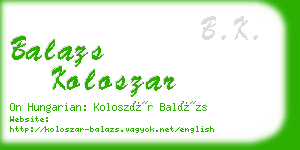 balazs koloszar business card